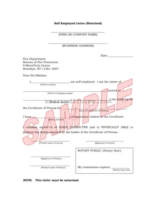 Blank Self Employed Letter PDF Template
