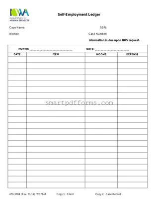 Blank Self Employment Ledger PDF Template