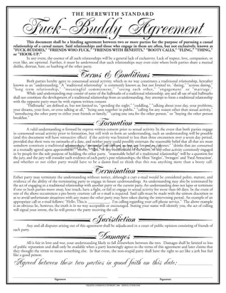 Blank Sex Buddy Contract PDF Template