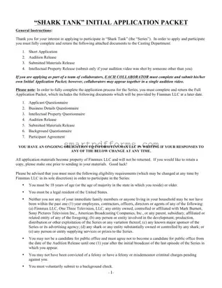 Blank Shark Tank Application PDF Template