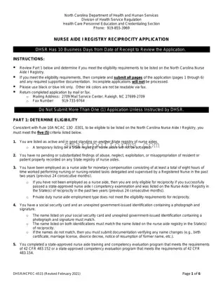 Blank South Carolina Nurse Aide PDF Template