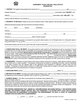 Blank South Carolina Real Estate Contract 310 PDF Template