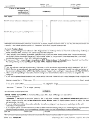 Blank Summons And Complaint PDF Template