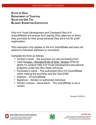 Blank Tax Exempt Ohio PDF Template