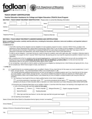 Blank Teach Grant PDF Template
