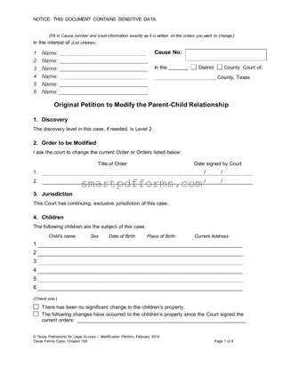 Blank Texas Petition To Modify PDF Template