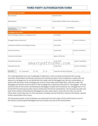 Blank Third Party Authorization PDF Template