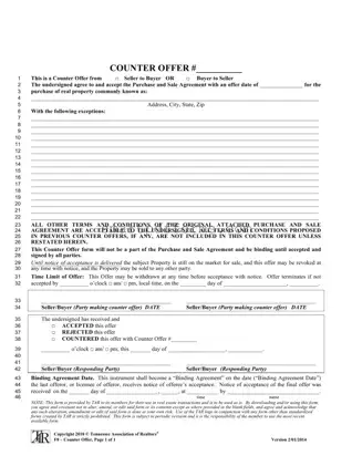 Blank Tn Counter Offer PDF Template