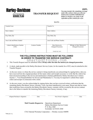 Blank Transfer Request PDF Template