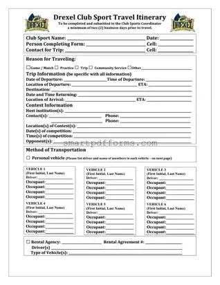Blank Travel Itinerary PDF Template