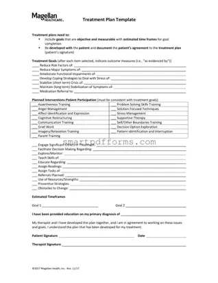 Blank Treatment Plan PDF Template