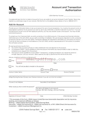 Blank Usaa Transfer PDF Template
