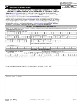 Blank Va 21 0781A PDF Template