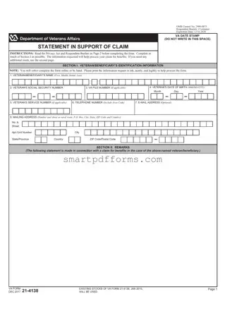 Blank VBA VA 21 4138 PDF Template