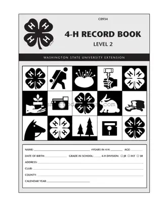 Blank Washington 4 H Record Book PDF Template