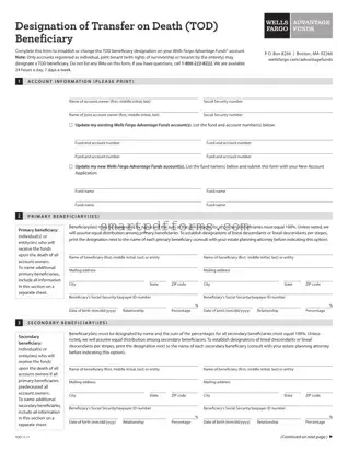 Blank Wells Fargo Checking Beneficiary PDF Template
