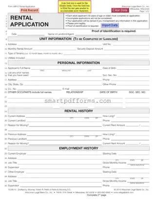 Blank Wisconsin Rental Application PDF Template
