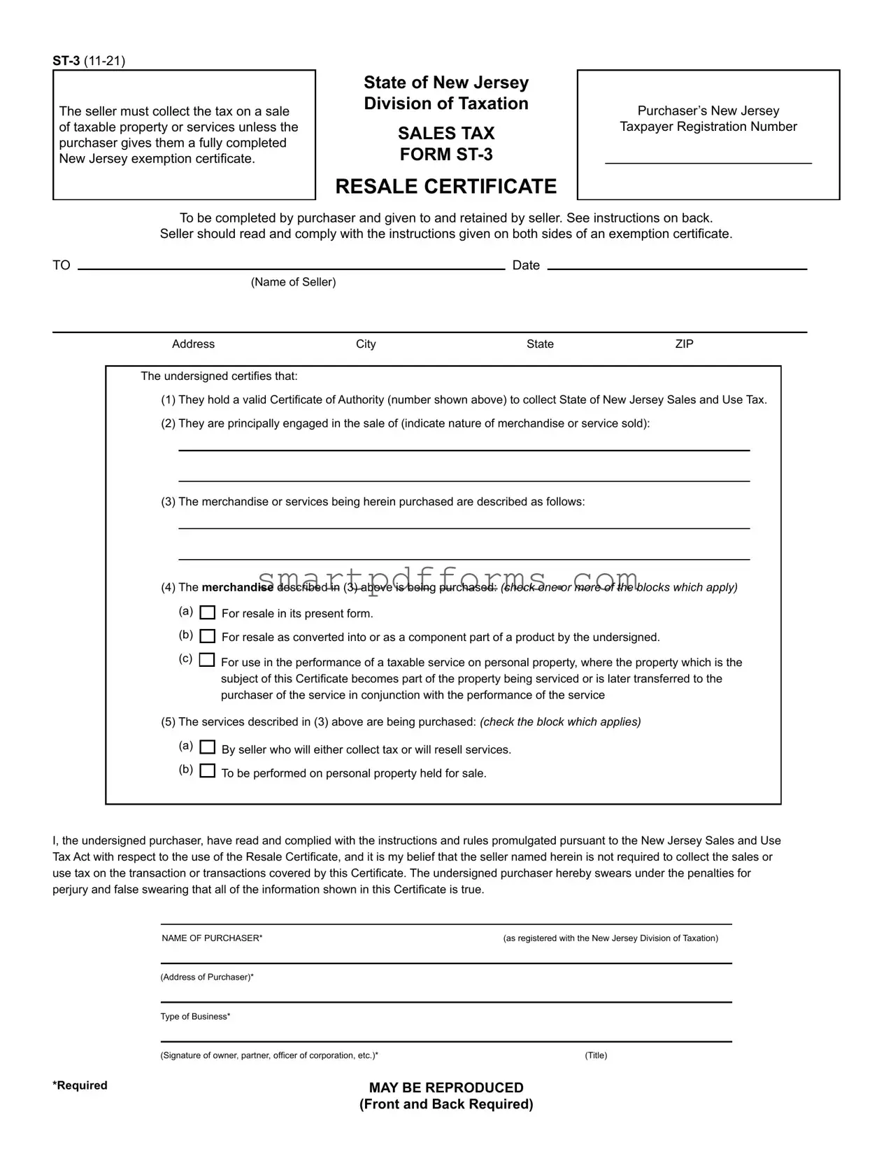 Blank St 3 New Jersey PDF Template