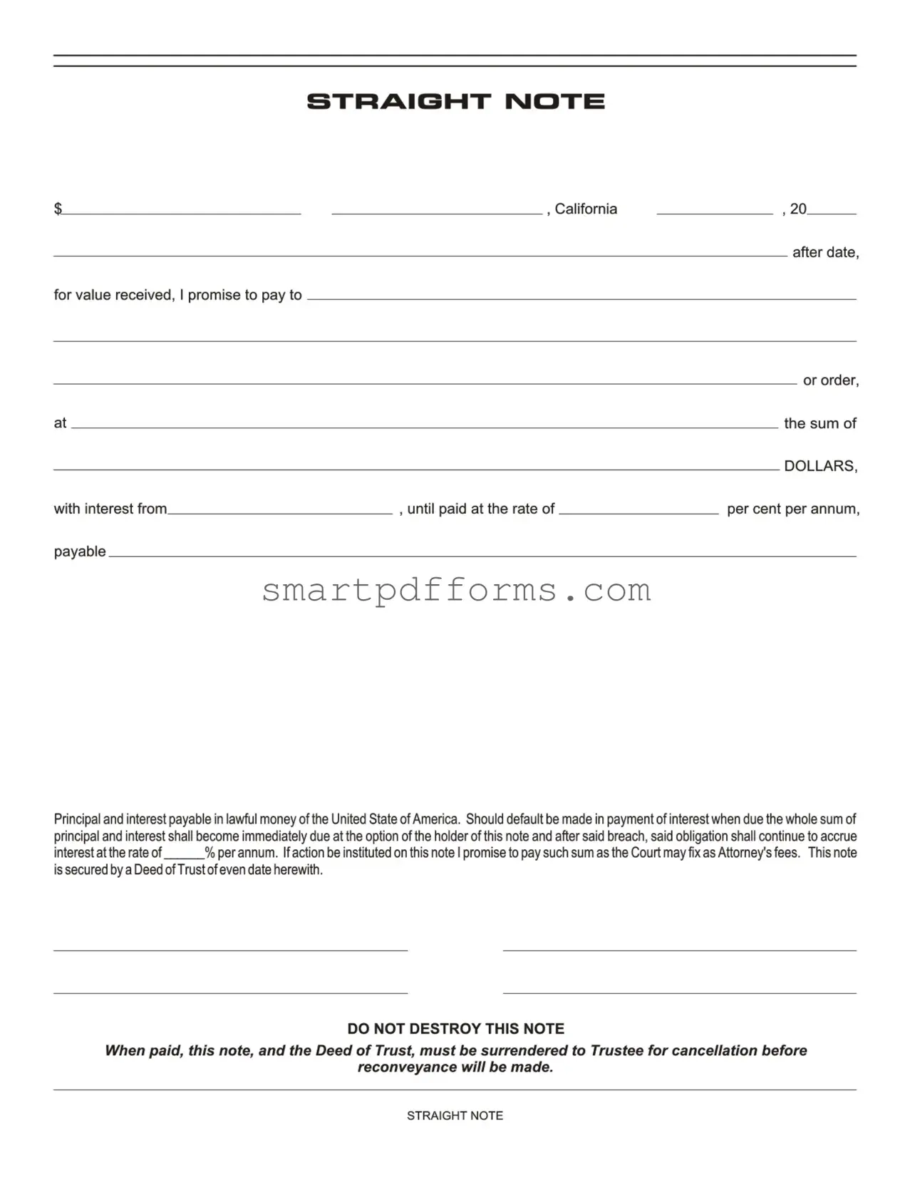 Blank Straight Note PDF Template