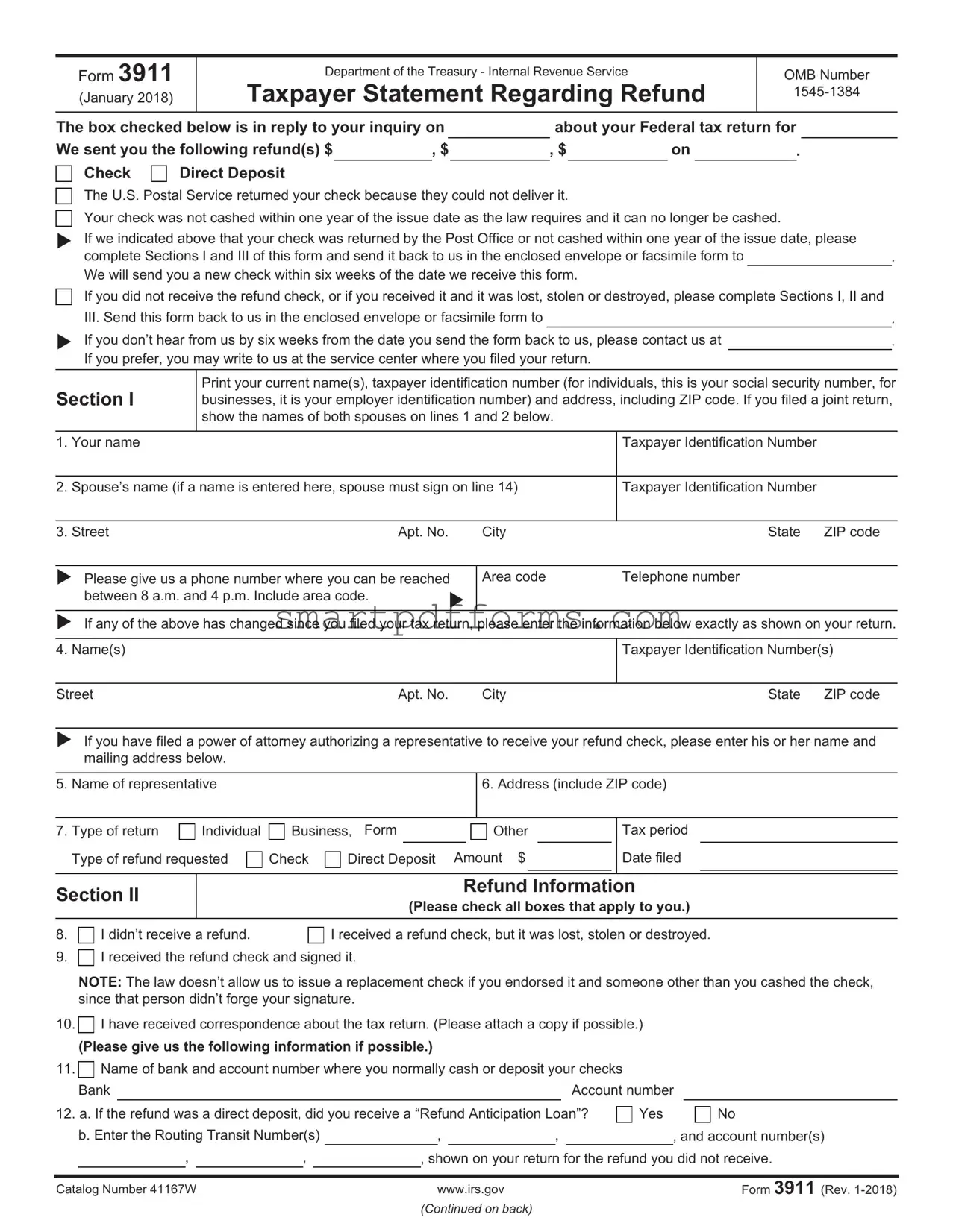 Blank IRS 3911 PDF Template