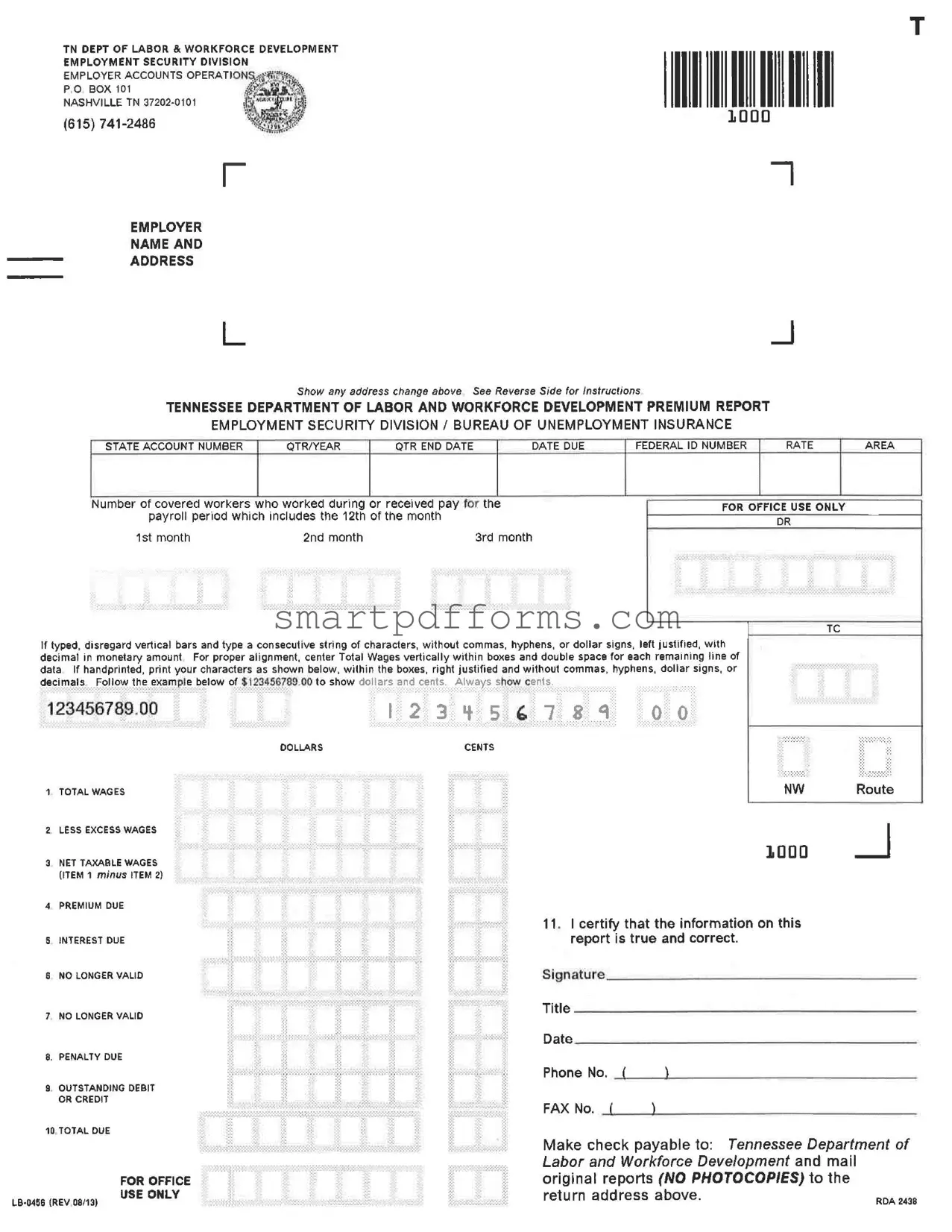Blank Tennessee Lb 0456 PDF Template