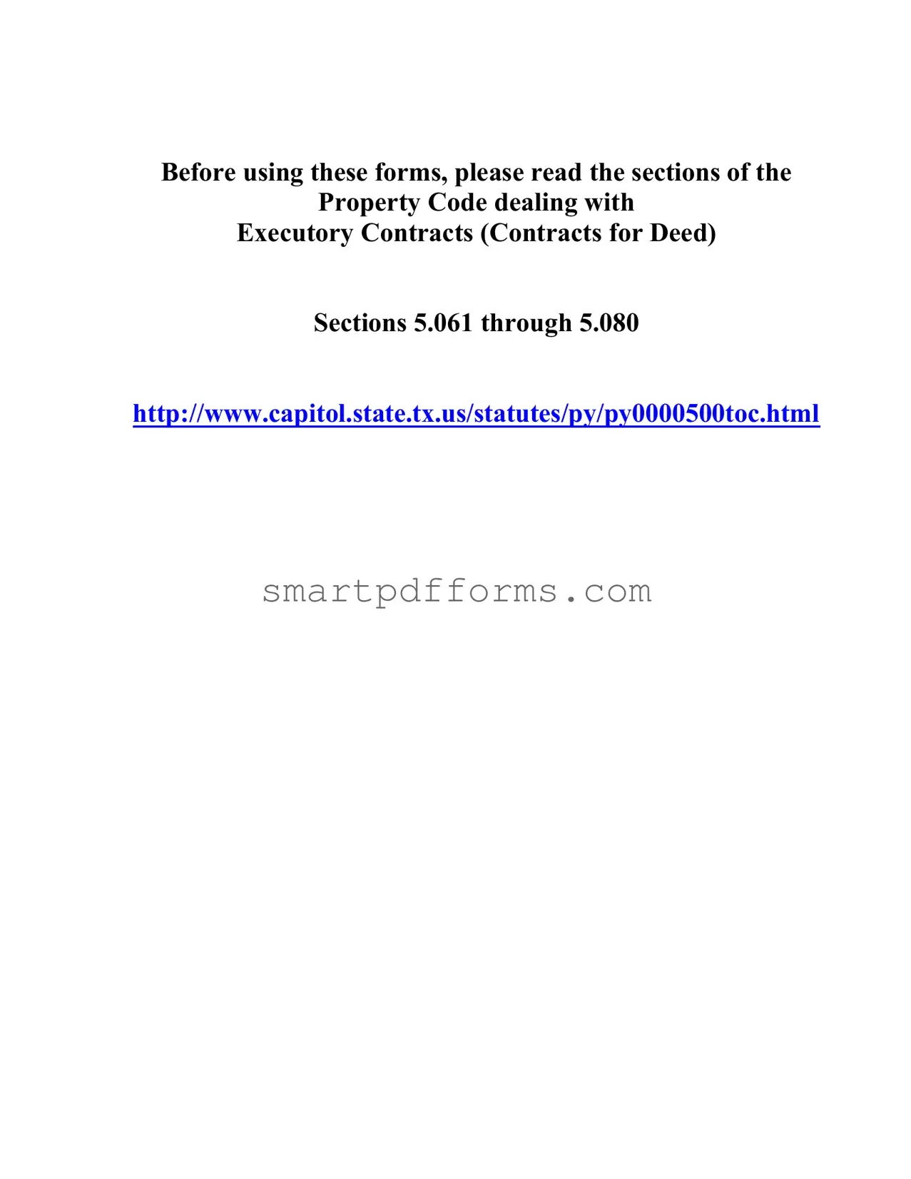 Blank Texas Contract For Deed PDF Template