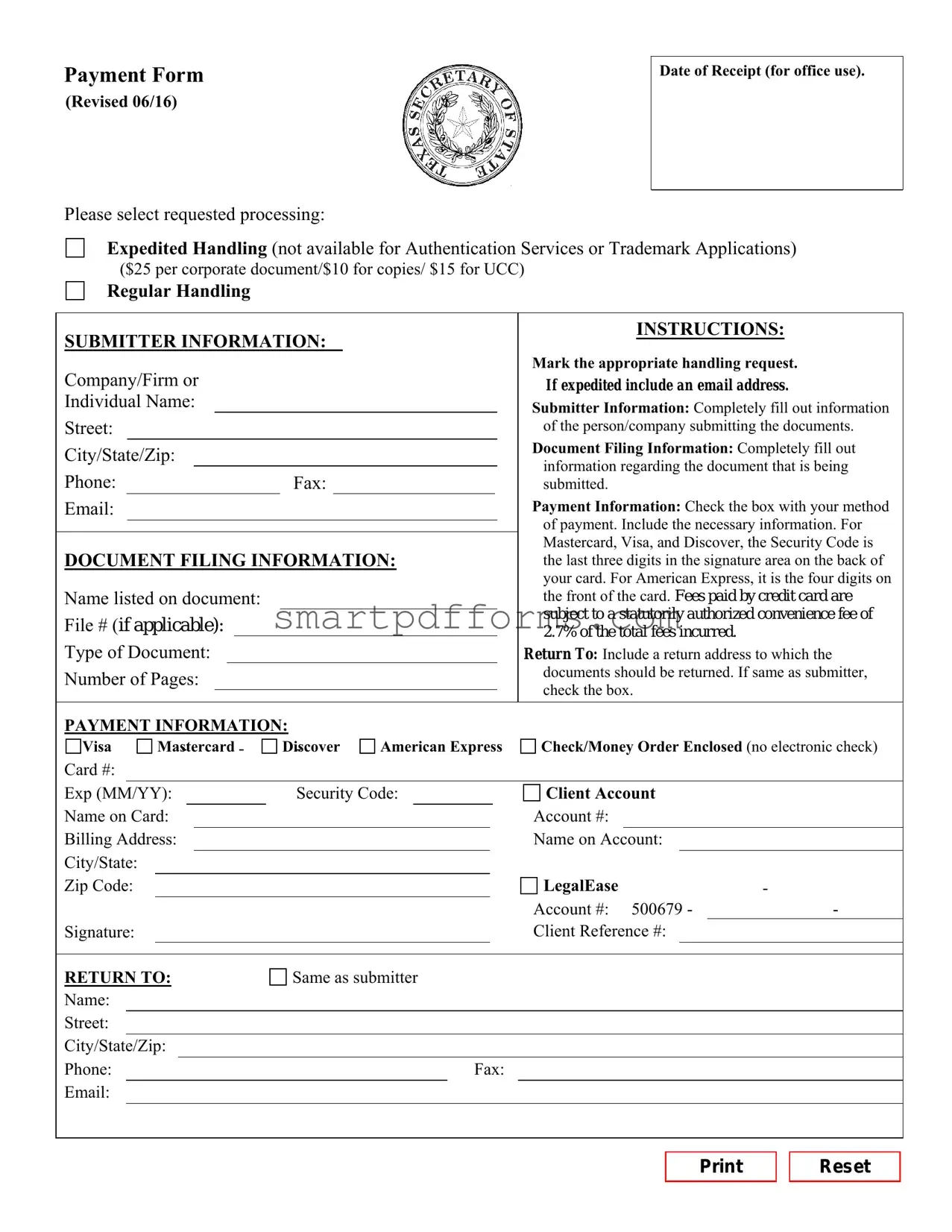 Blank Texas Sos Payment 807 PDF Template