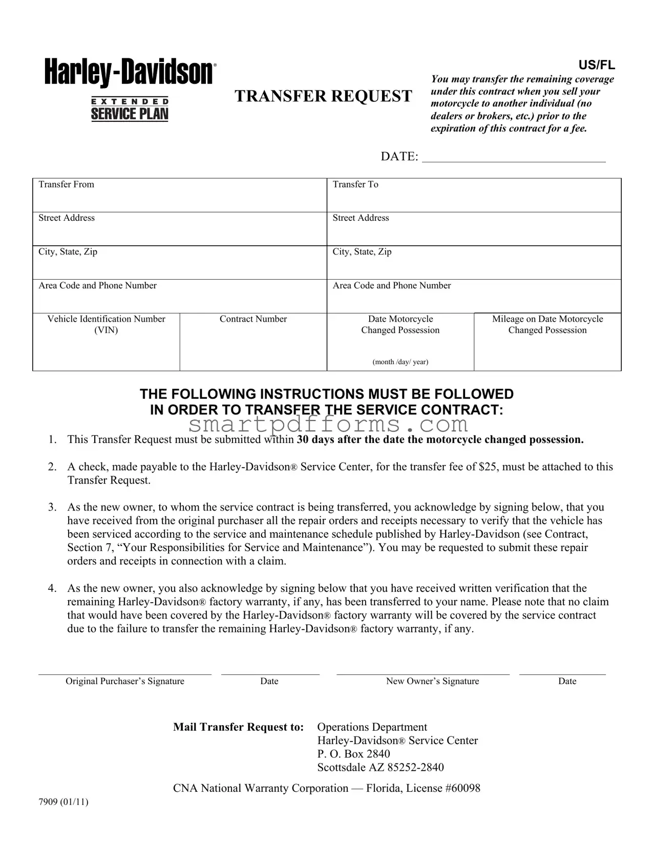 Blank Transfer Request PDF Template