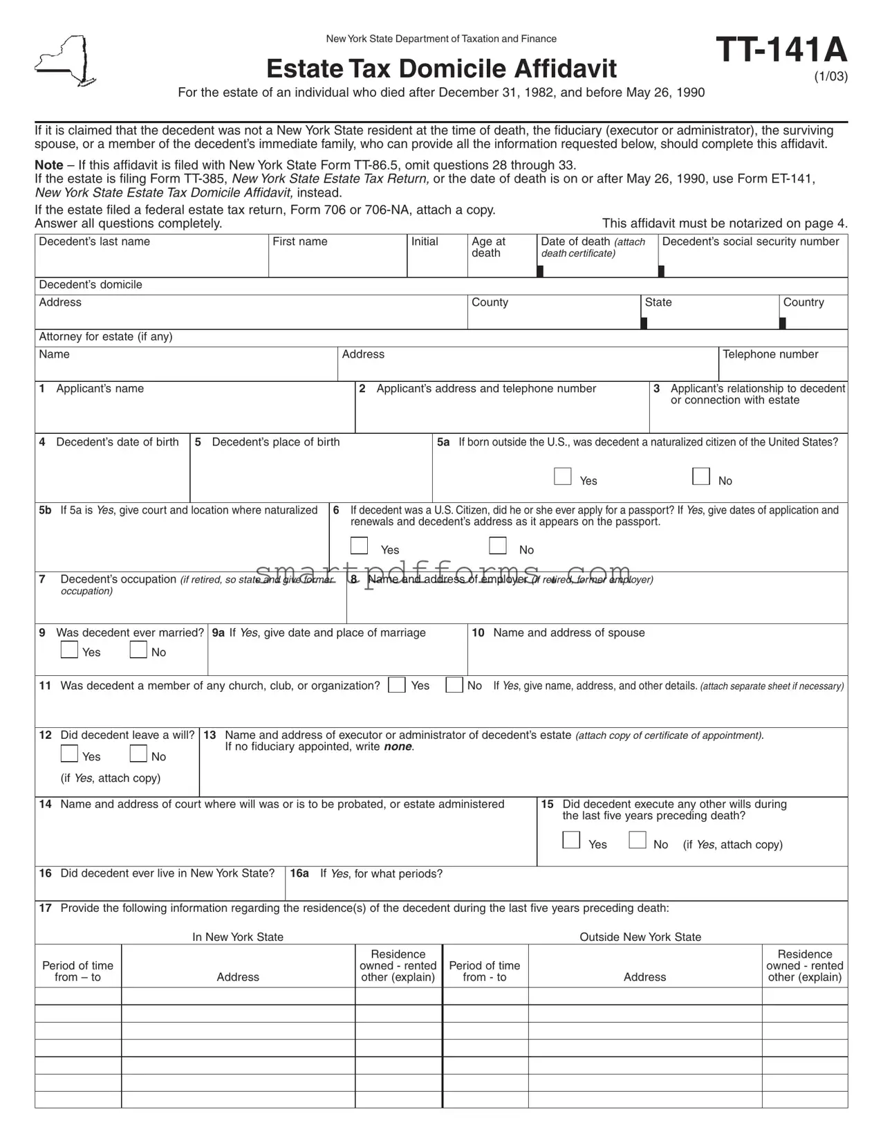 Blank Tt 141A PDF Template