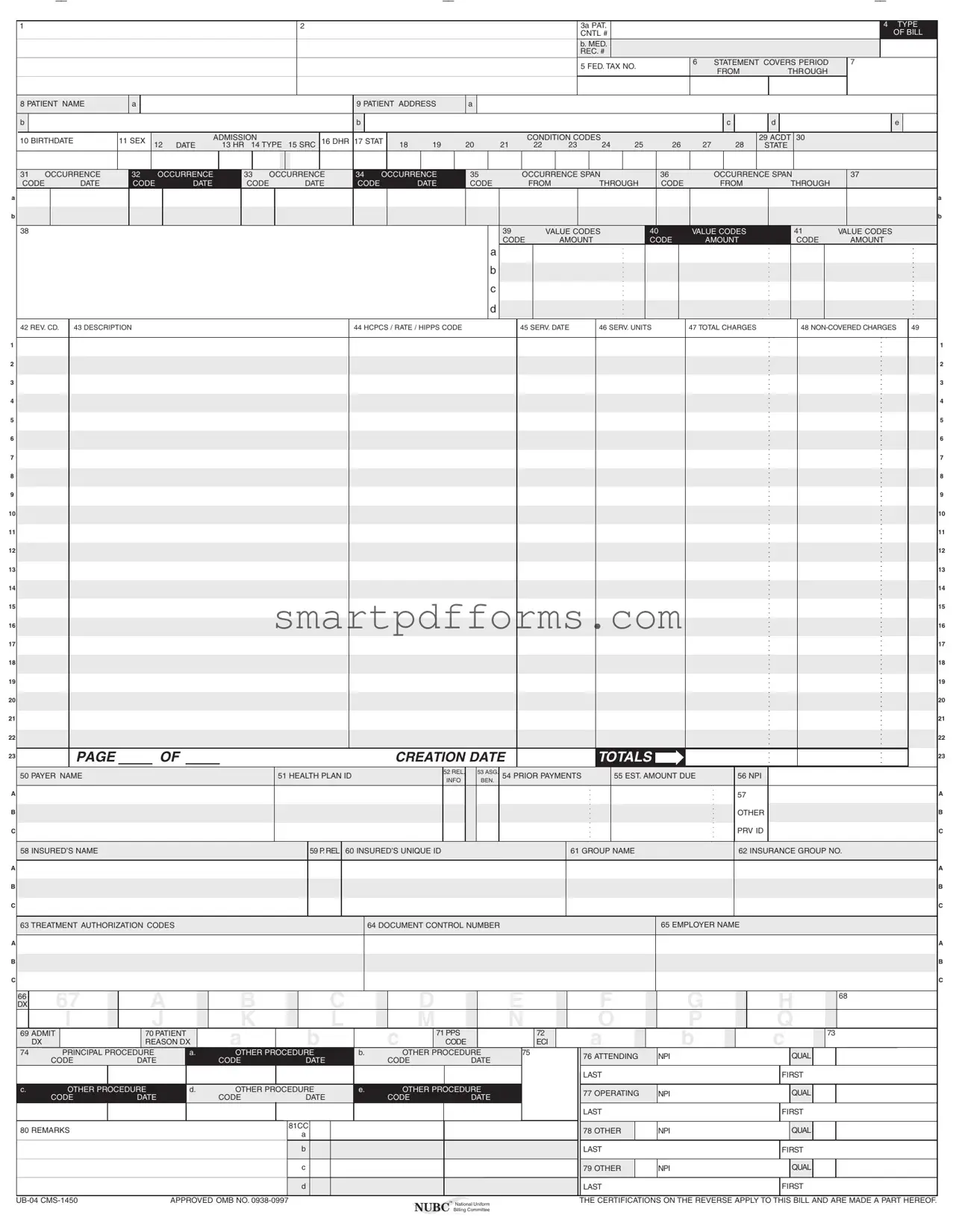 Blank Ub04 PDF Template