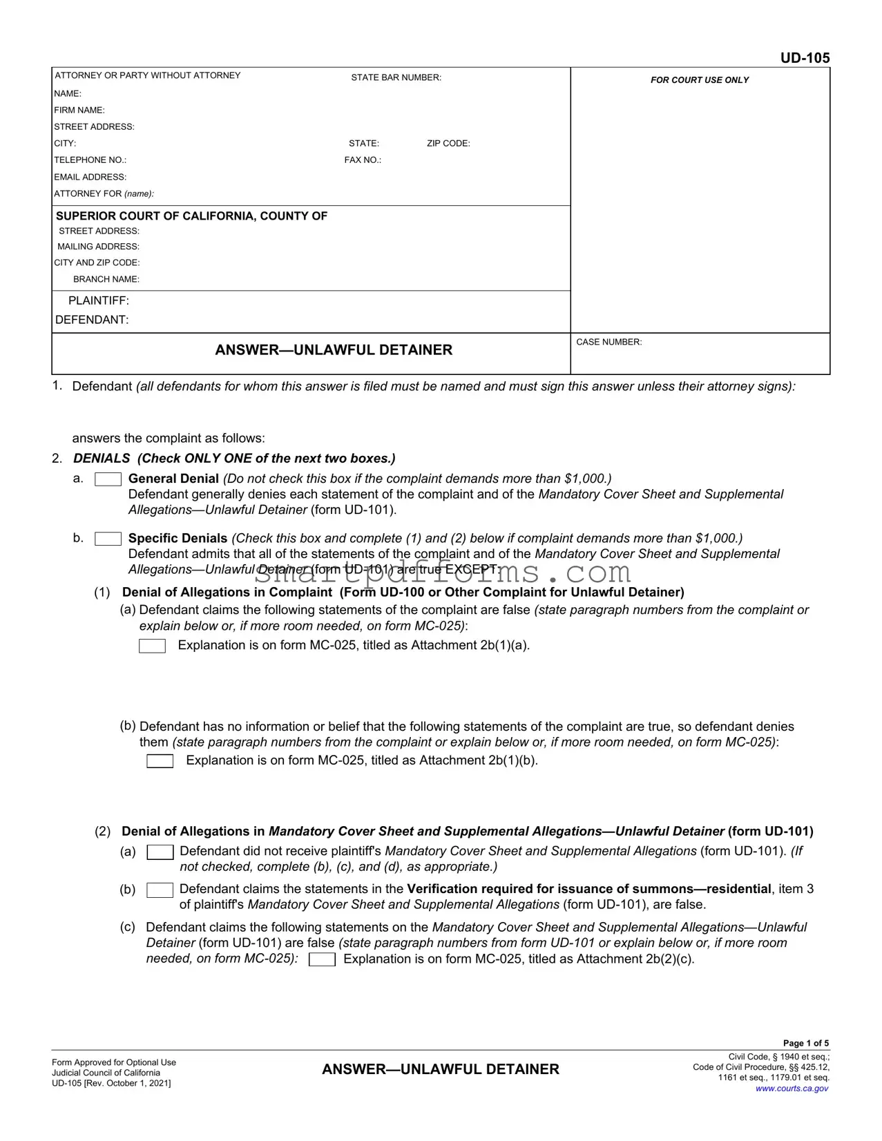 Blank Ud 105 PDF Template