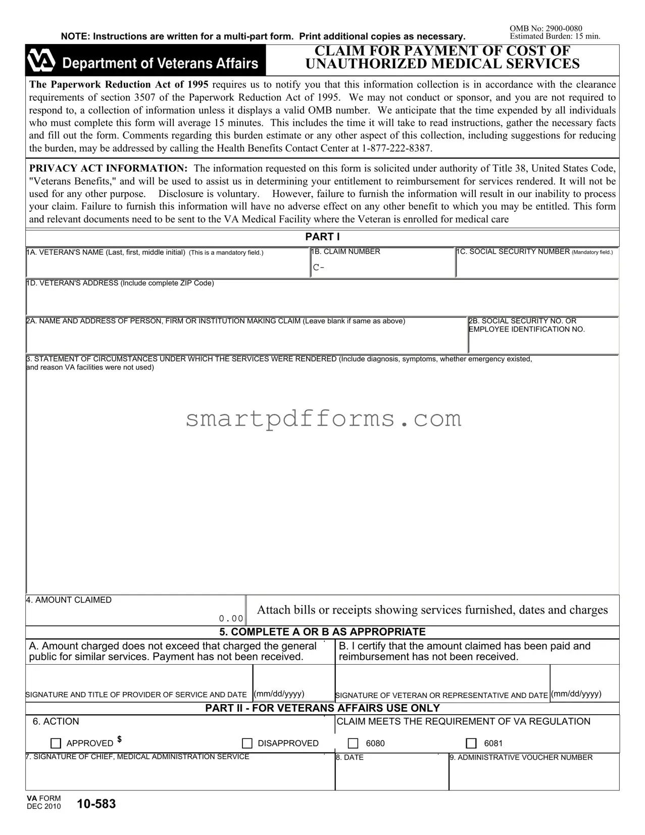 Blank Va 10 583 PDF Template