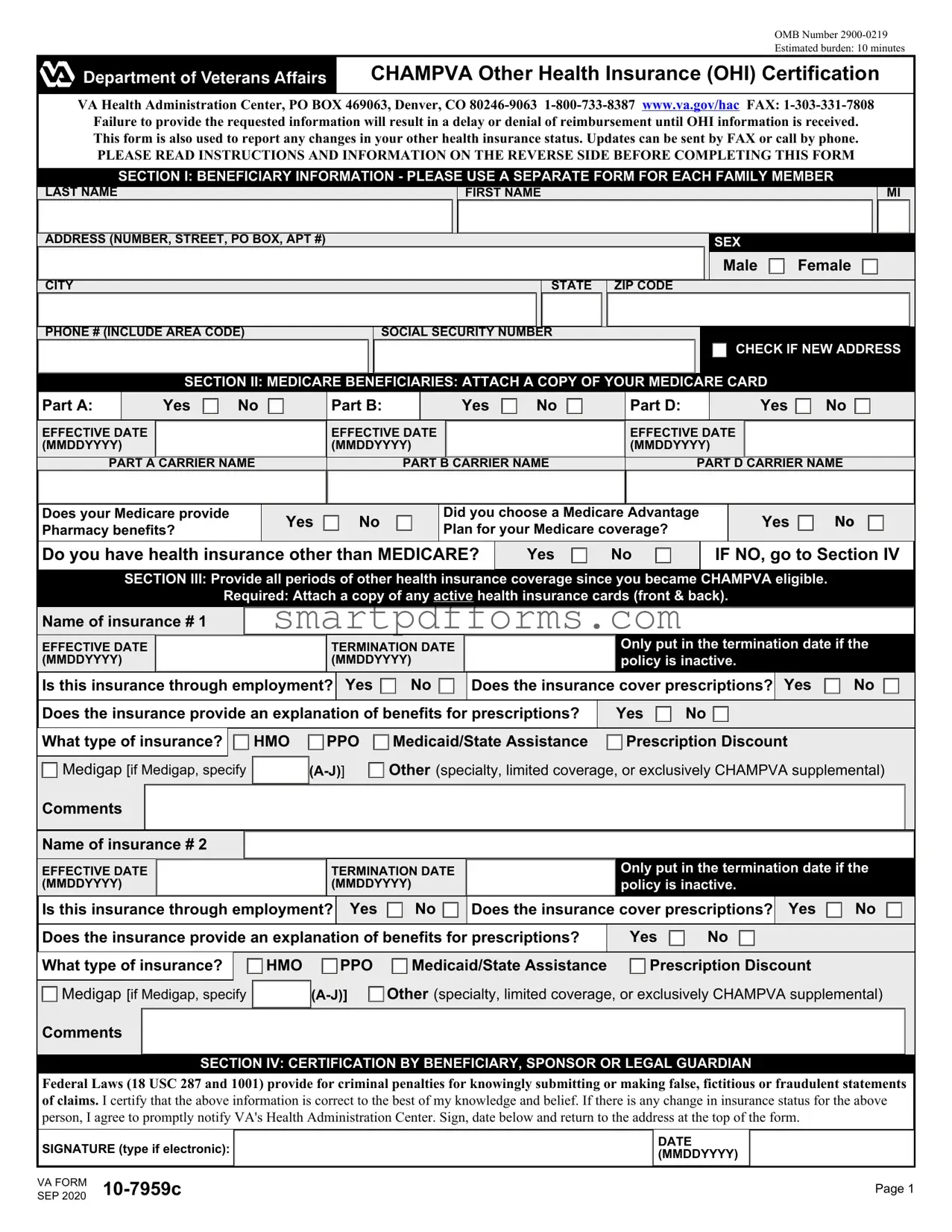 Blank Va 10 7959C PDF Template