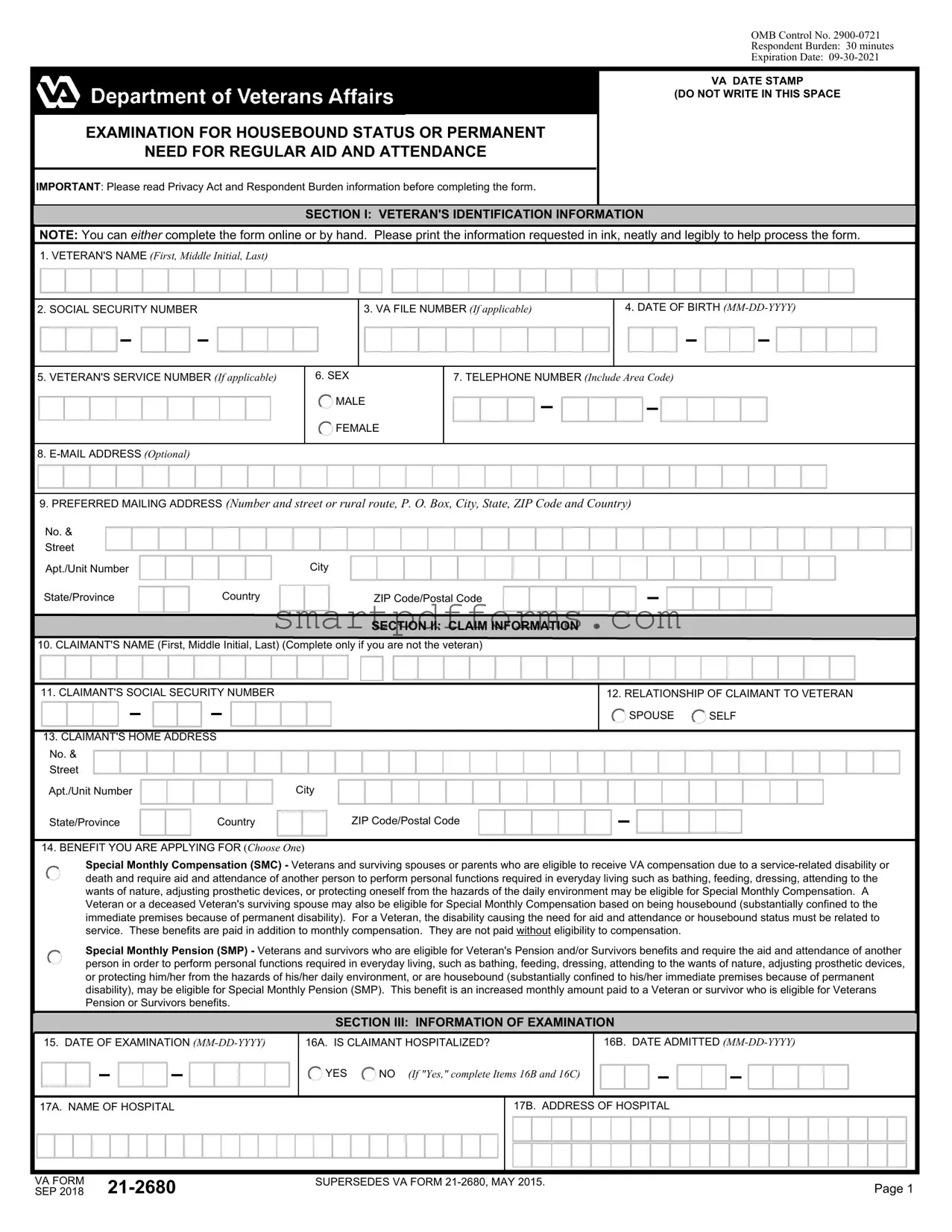 Blank Va 21 2680 PDF Template
