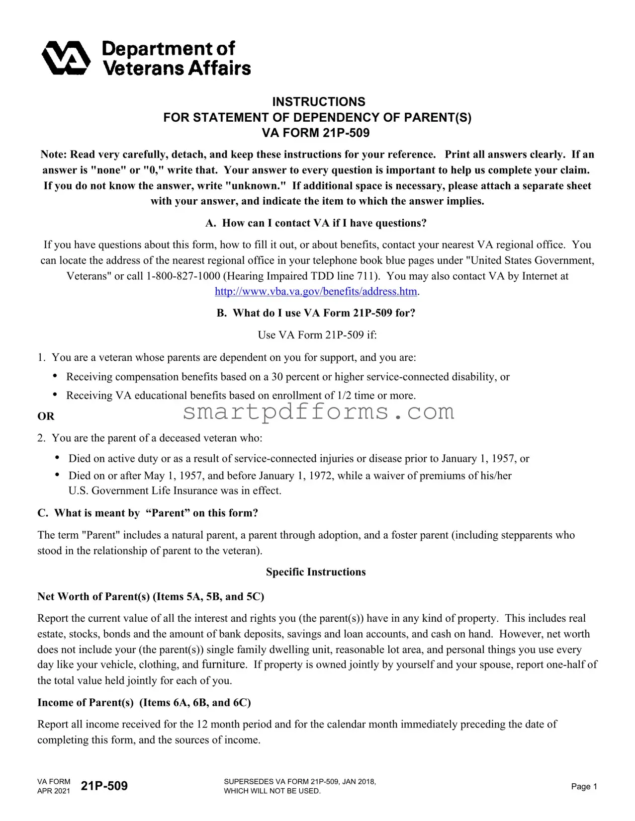 Blank Va 21 509 PDF Template