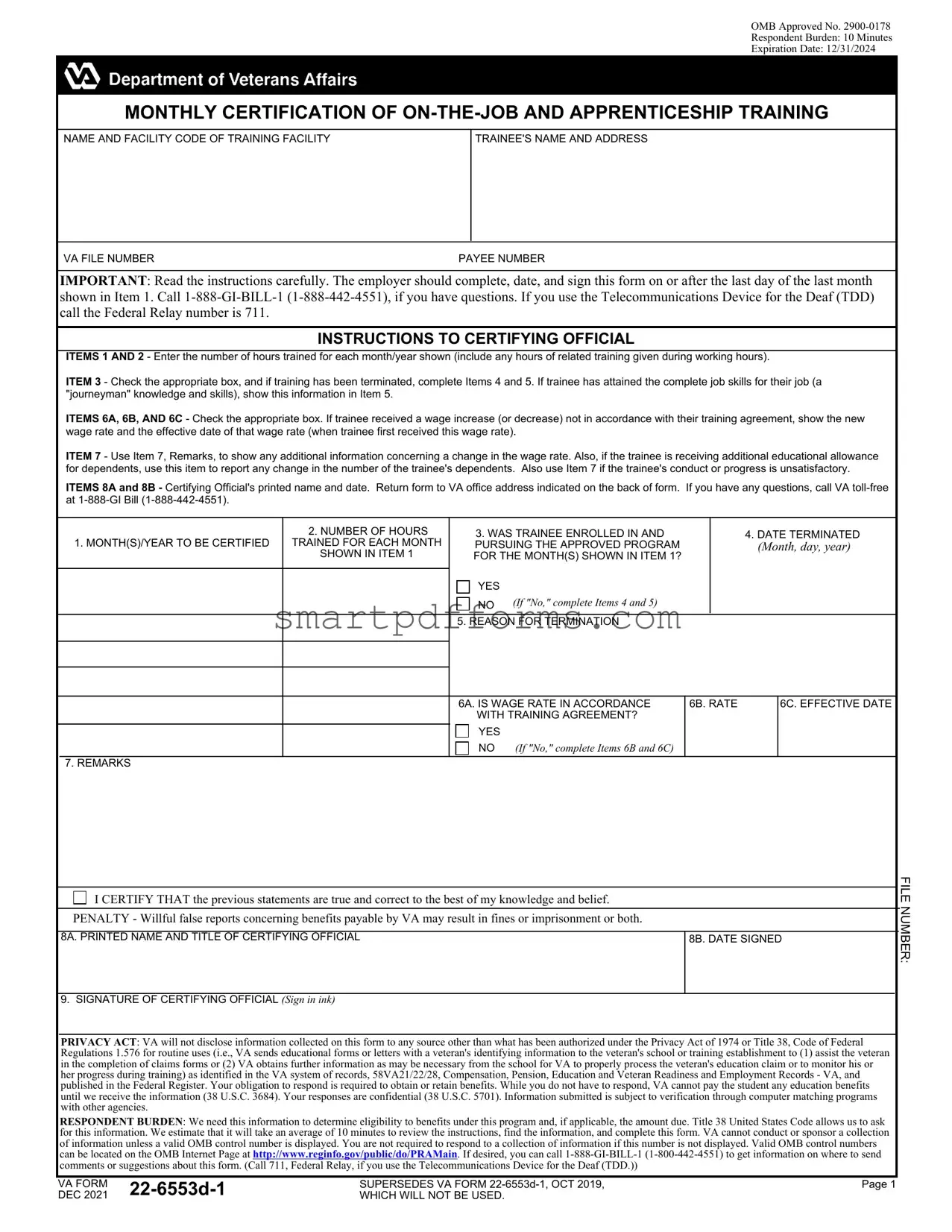 Blank Va 22 6553D 1 PDF Template