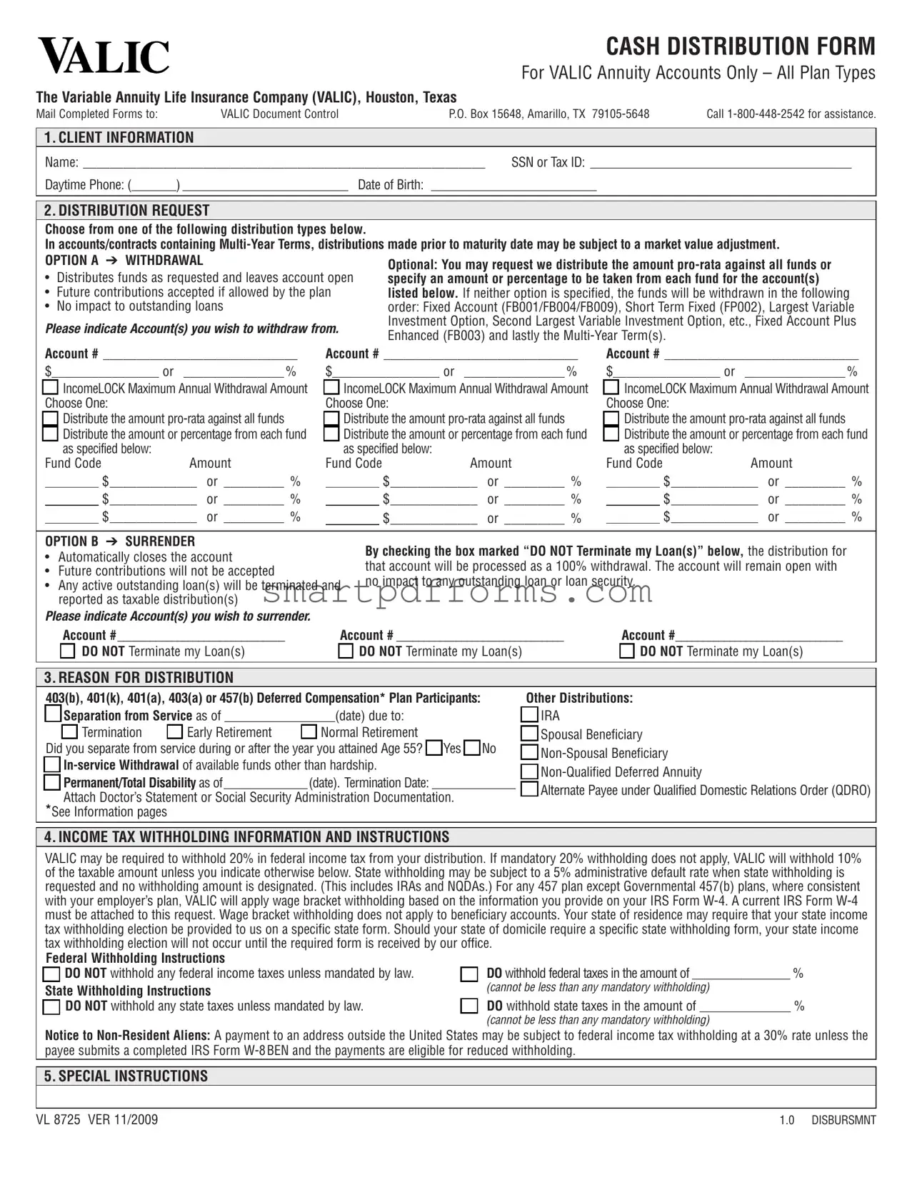 Blank Valic PDF Template