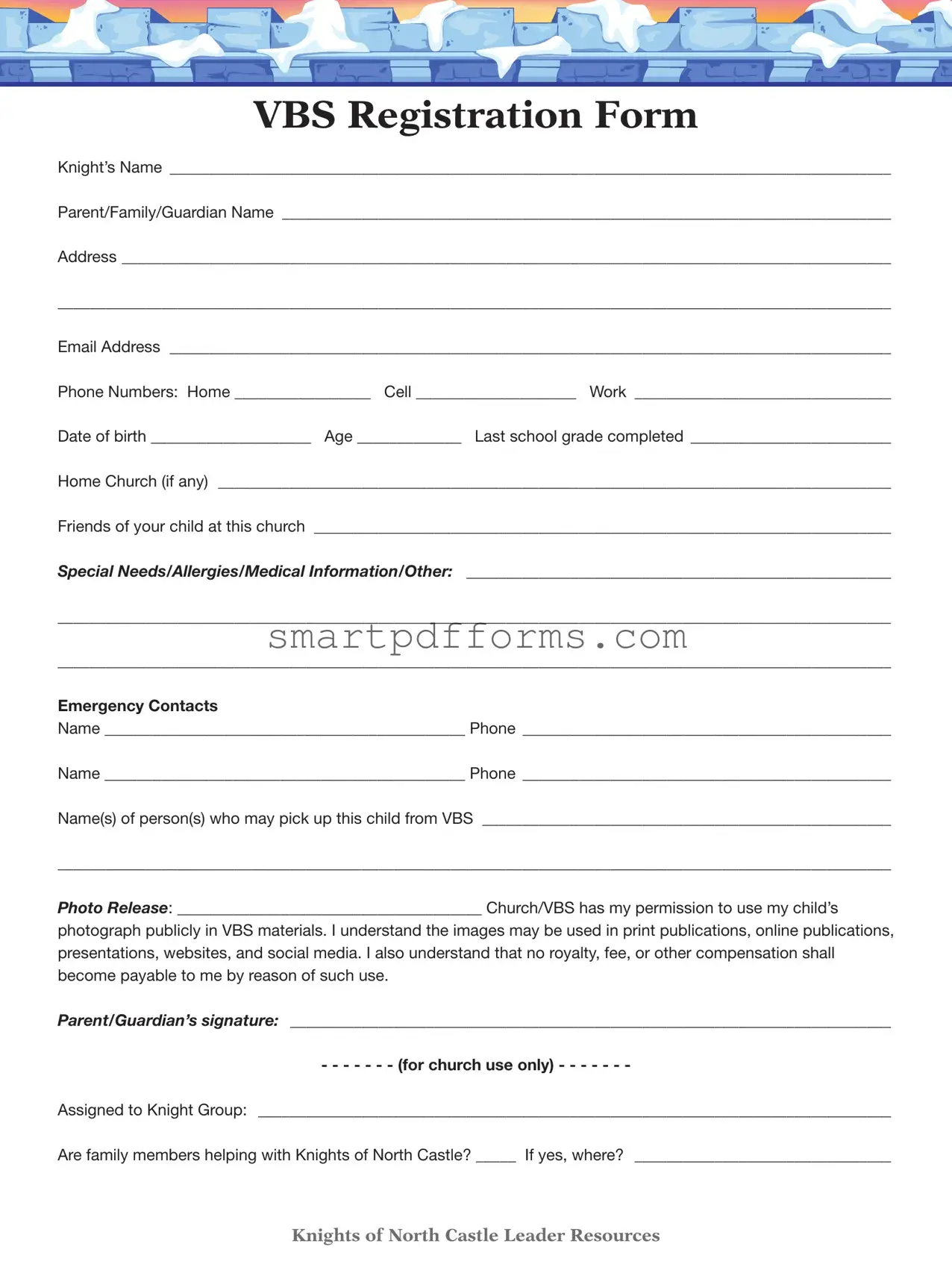 Blank Vbs PDF Template
