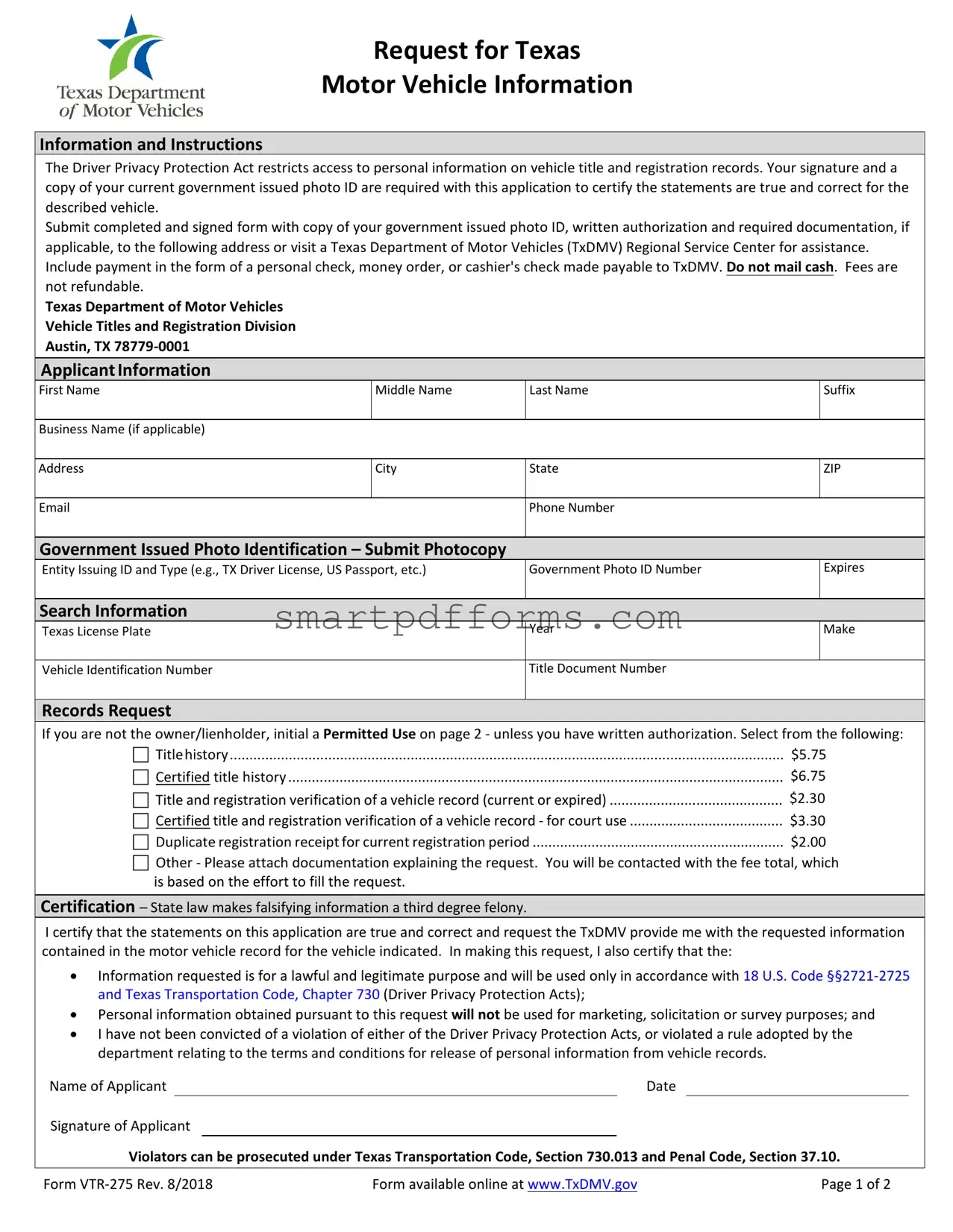Blank Vtr 275 PDF Template