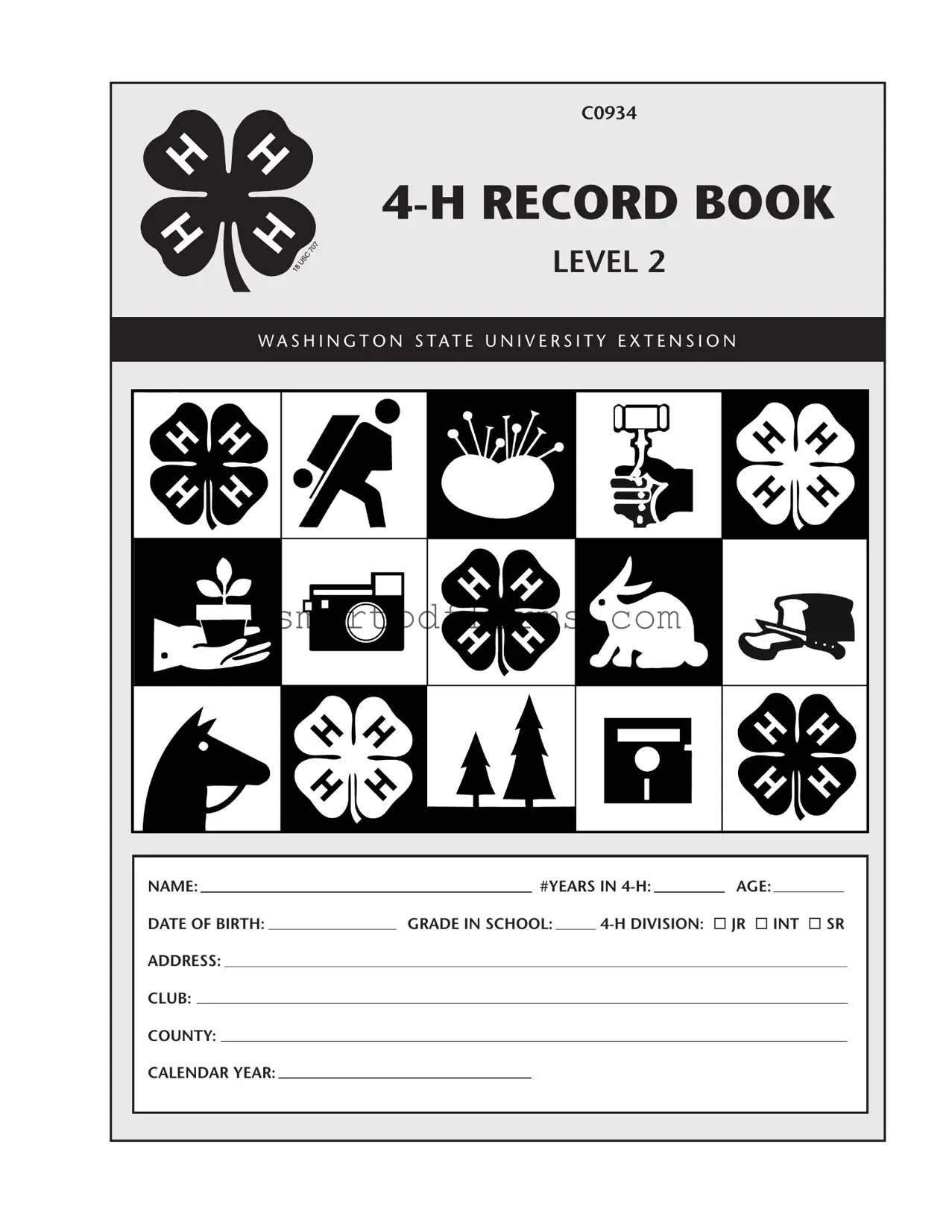Blank Washington 4 H Record Book PDF Template