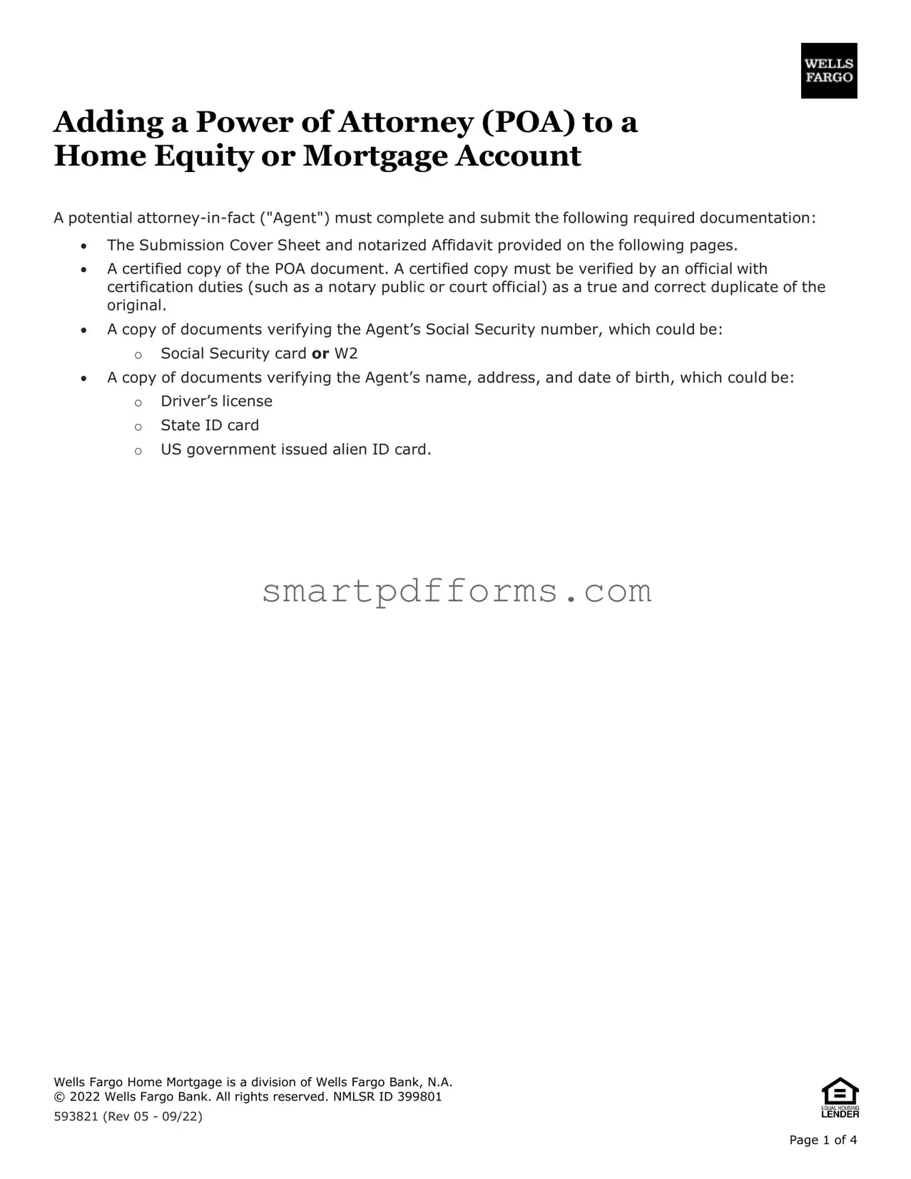 Blank Wells Fargo Power of Attorney PDF Template