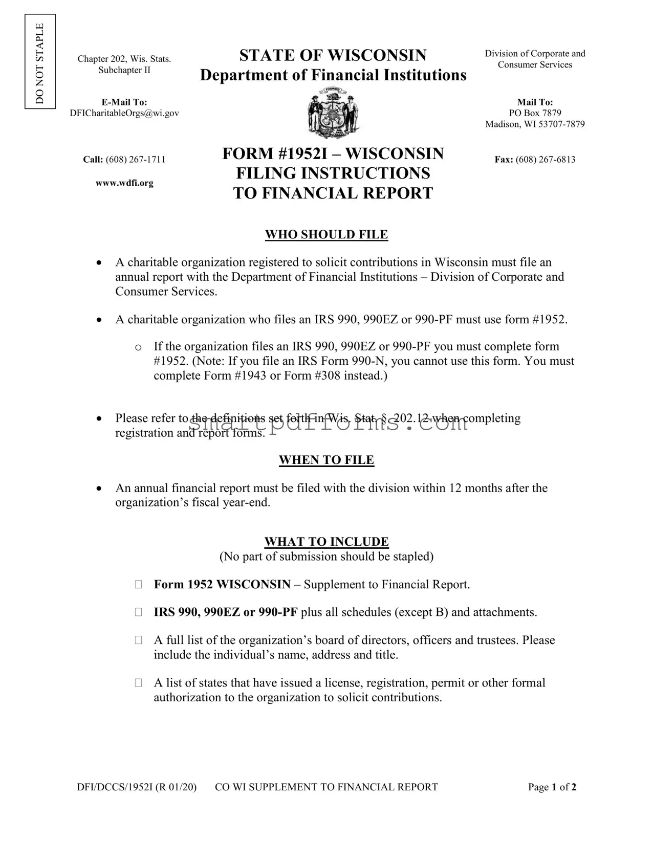 Blank Wisconsin PDF Template