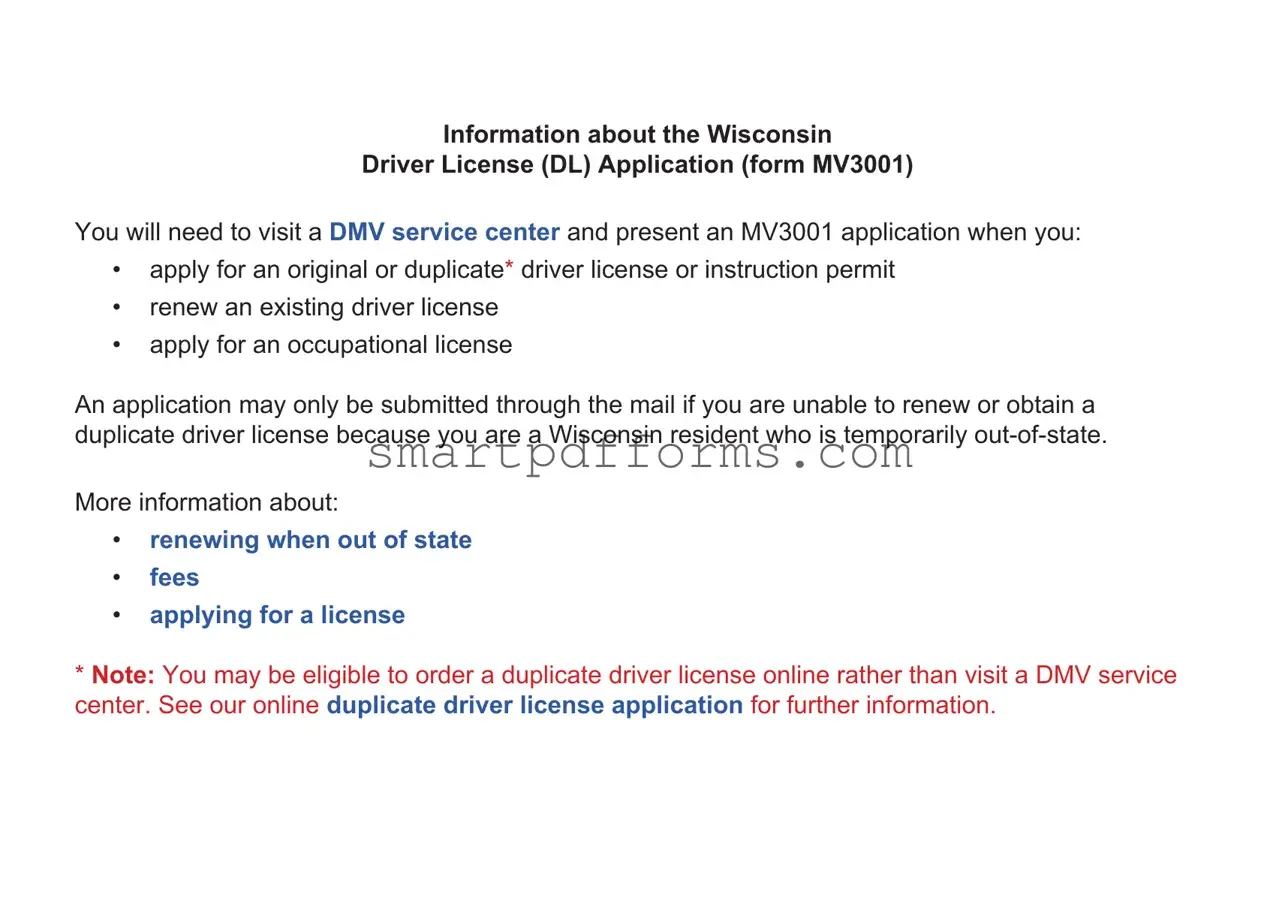 Blank Wisconsindmv Mv3001 PDF Template