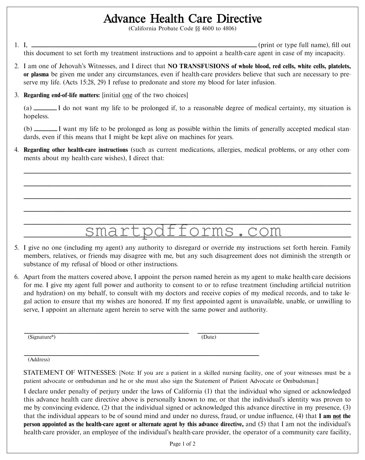 Blank Witness Dpa Card PDF Template