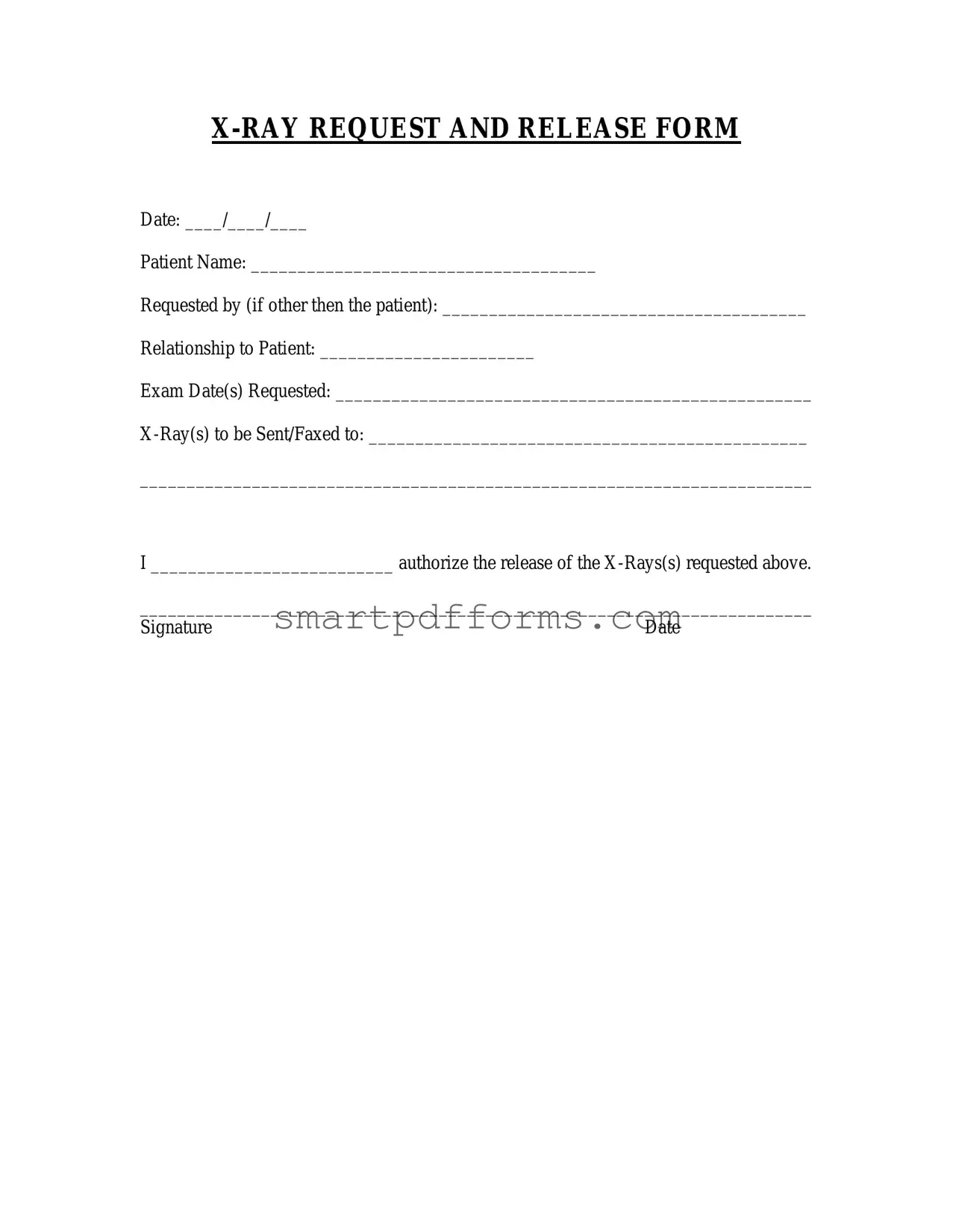 Blank X Rays Request PDF Template